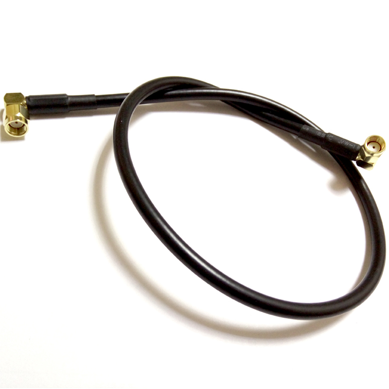 High Quality Right Angle RP-SMA Male to Male RG58 Coaxial Cable 20cm – Short RF Extension Jumper