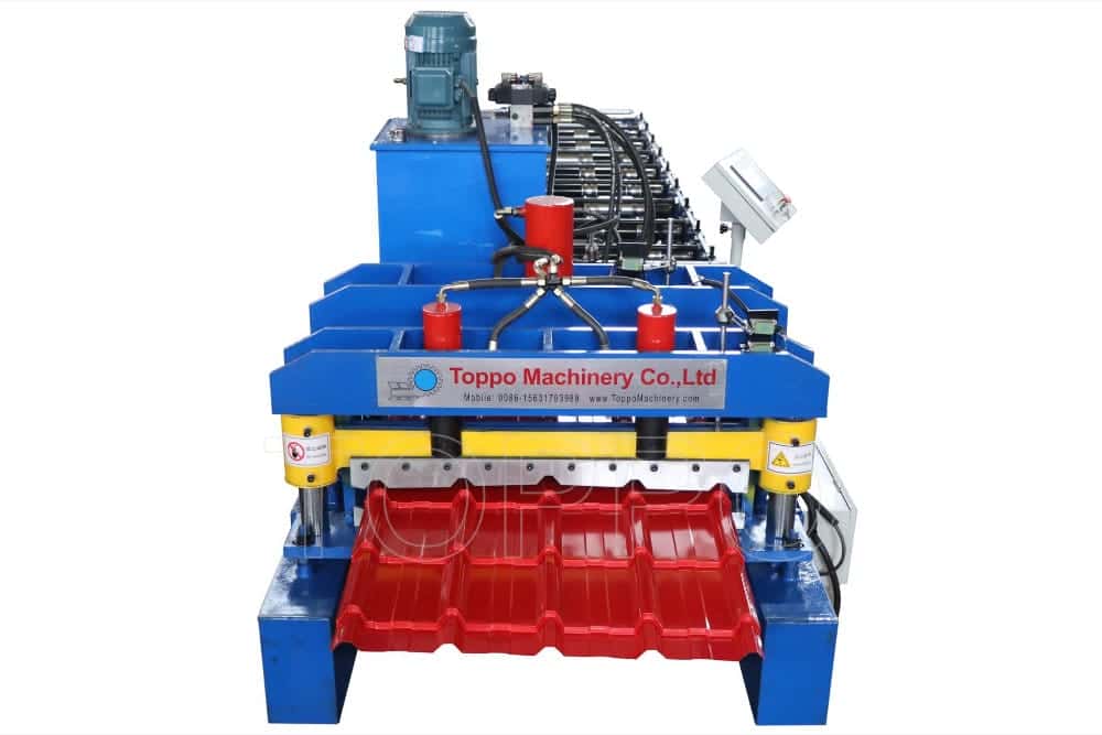 Red Tile Profile Glazed Roll Forming Machine with Hydraulic Cutting