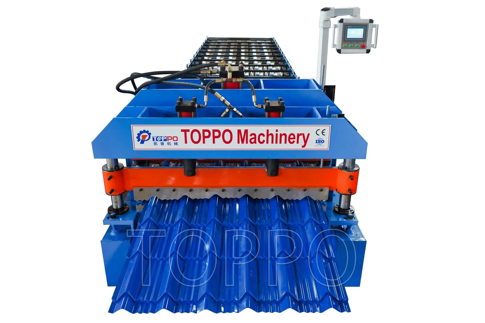 Blue Glazed Tile Roll Forming Machine with Touchscreen PLC
