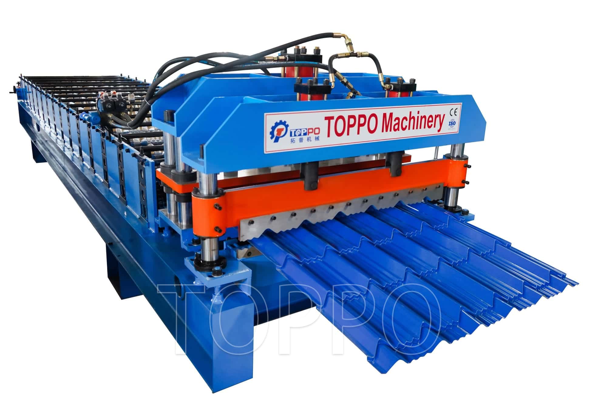Blue Glazed Tile Roll Forming Machine with Touchscreen PLC