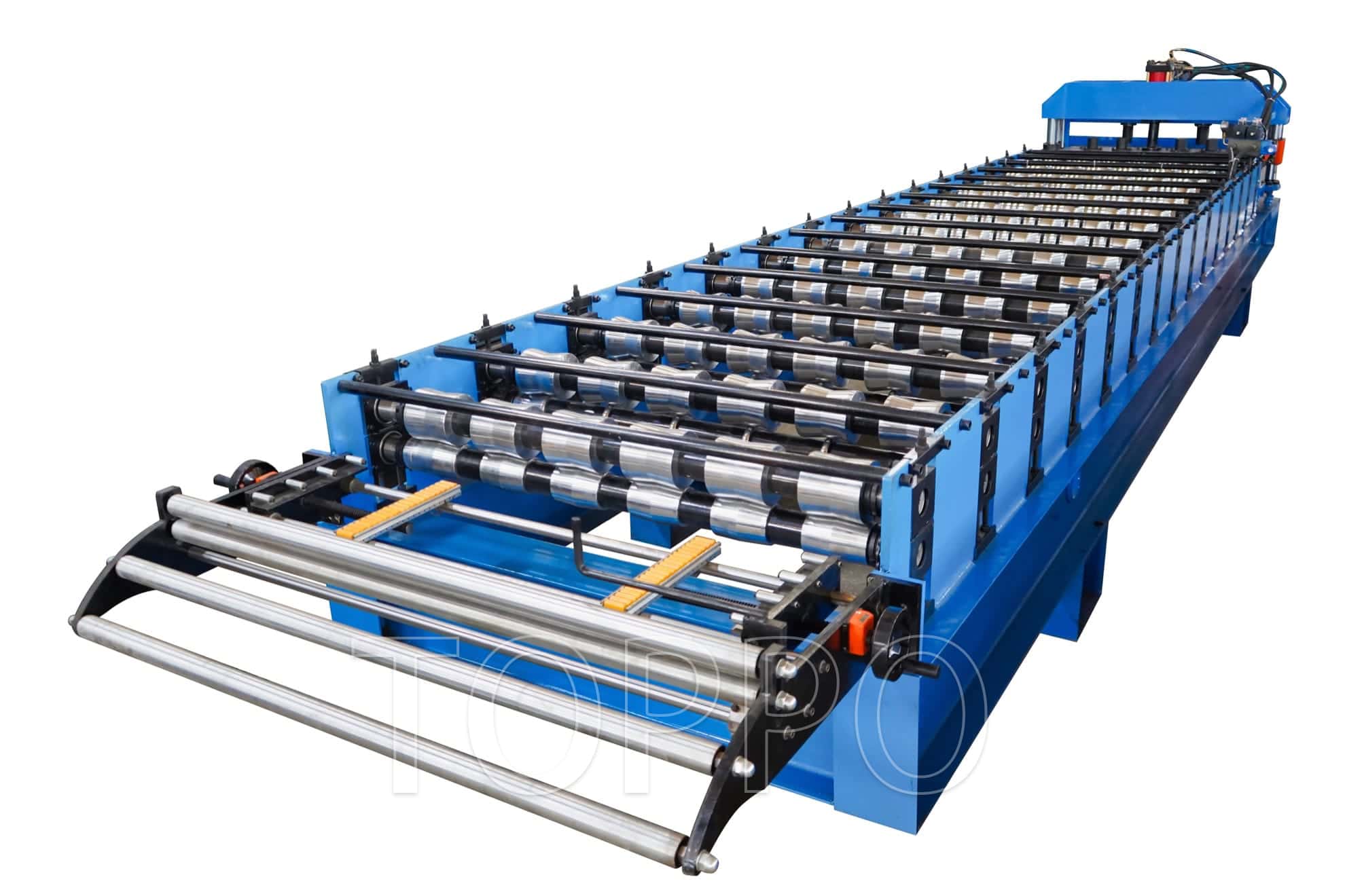 Blue Glazed Tile Roll Forming Machine with Touchscreen PLC