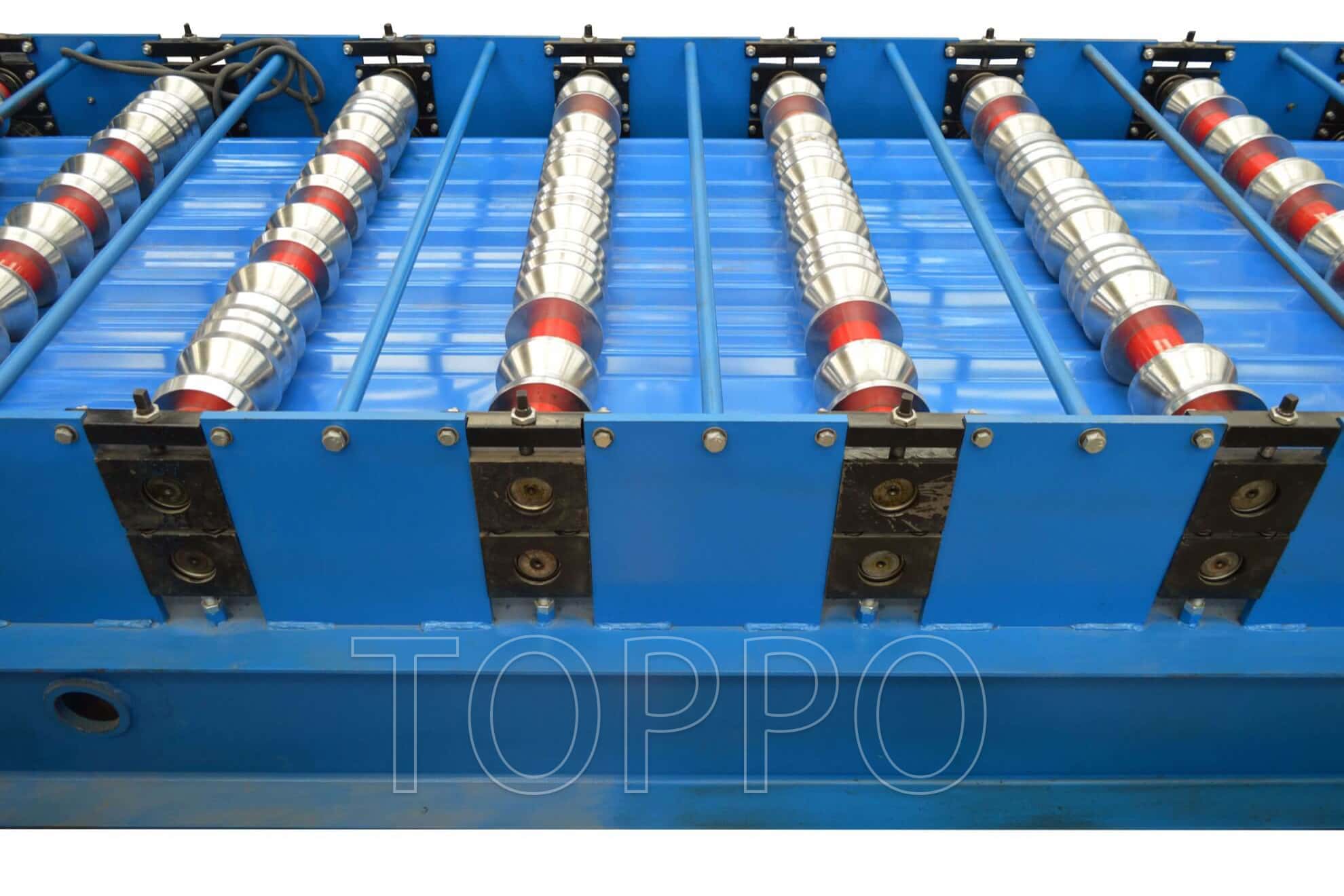 Blue Glazed Tile Roll Forming Machine with Touchscreen PLC