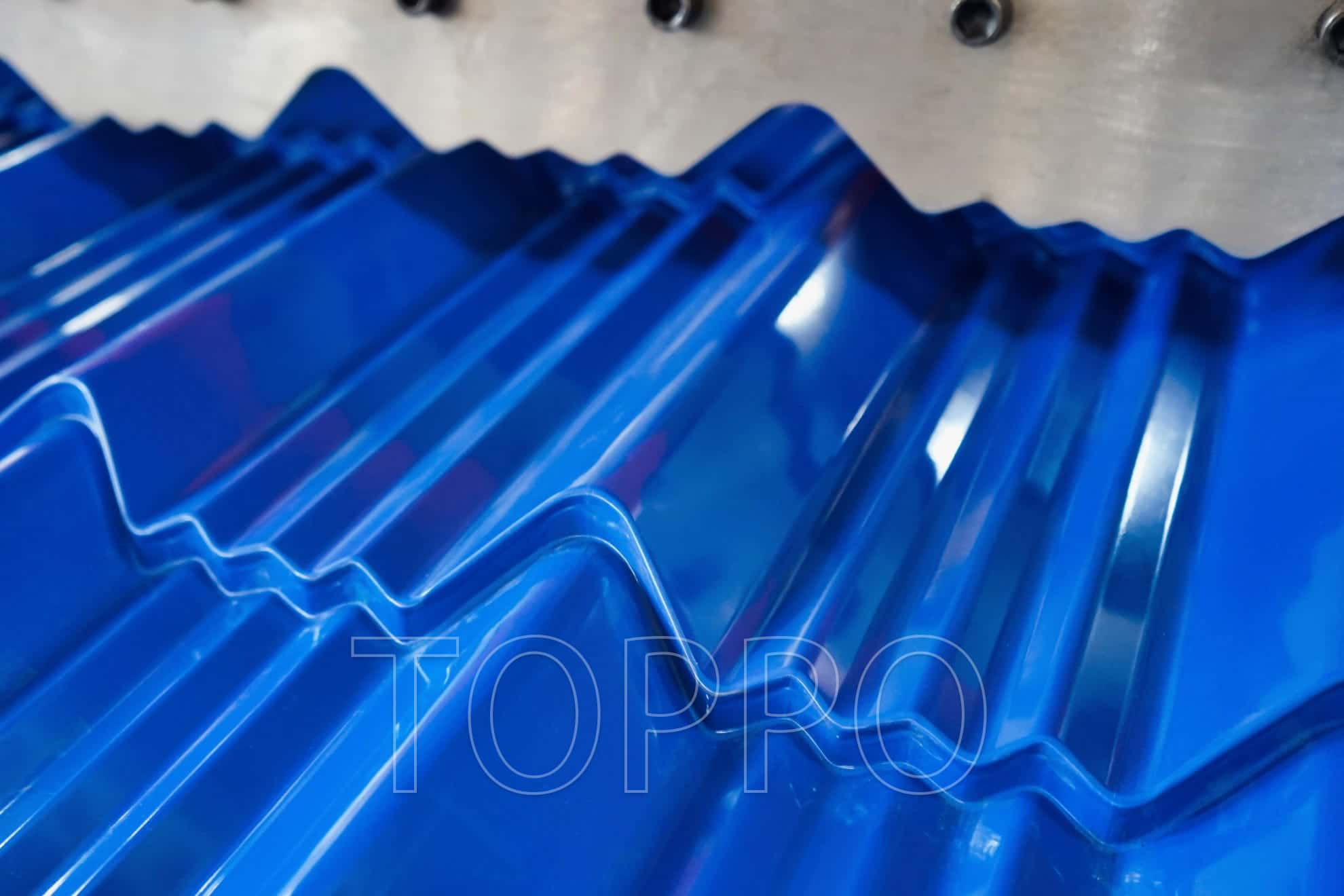 Blue Glazed Tile Roll Forming Machine with Touchscreen PLC