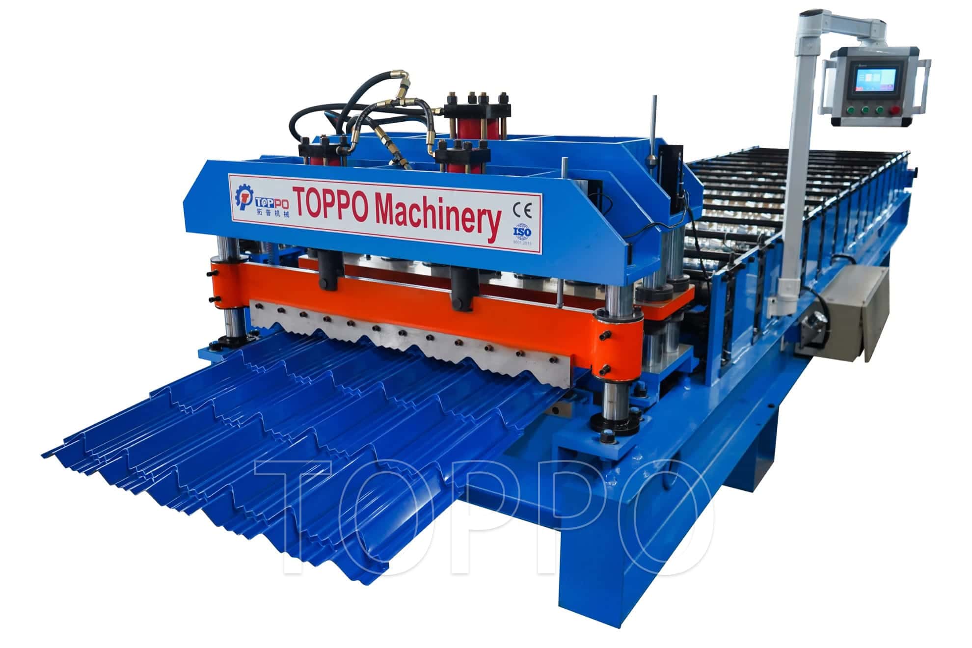 Blue Glazed Tile Roll Forming Machine with Touchscreen PLC