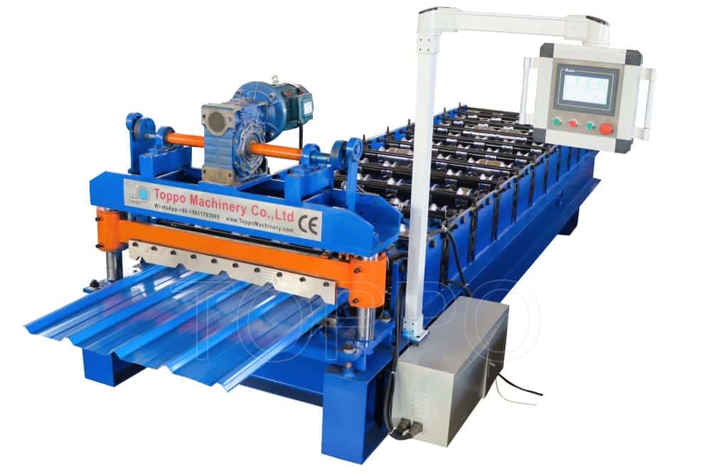 Heavy-Duty Trapezoidal Roof Panel Roll Forming Machine with Red Sheet Output