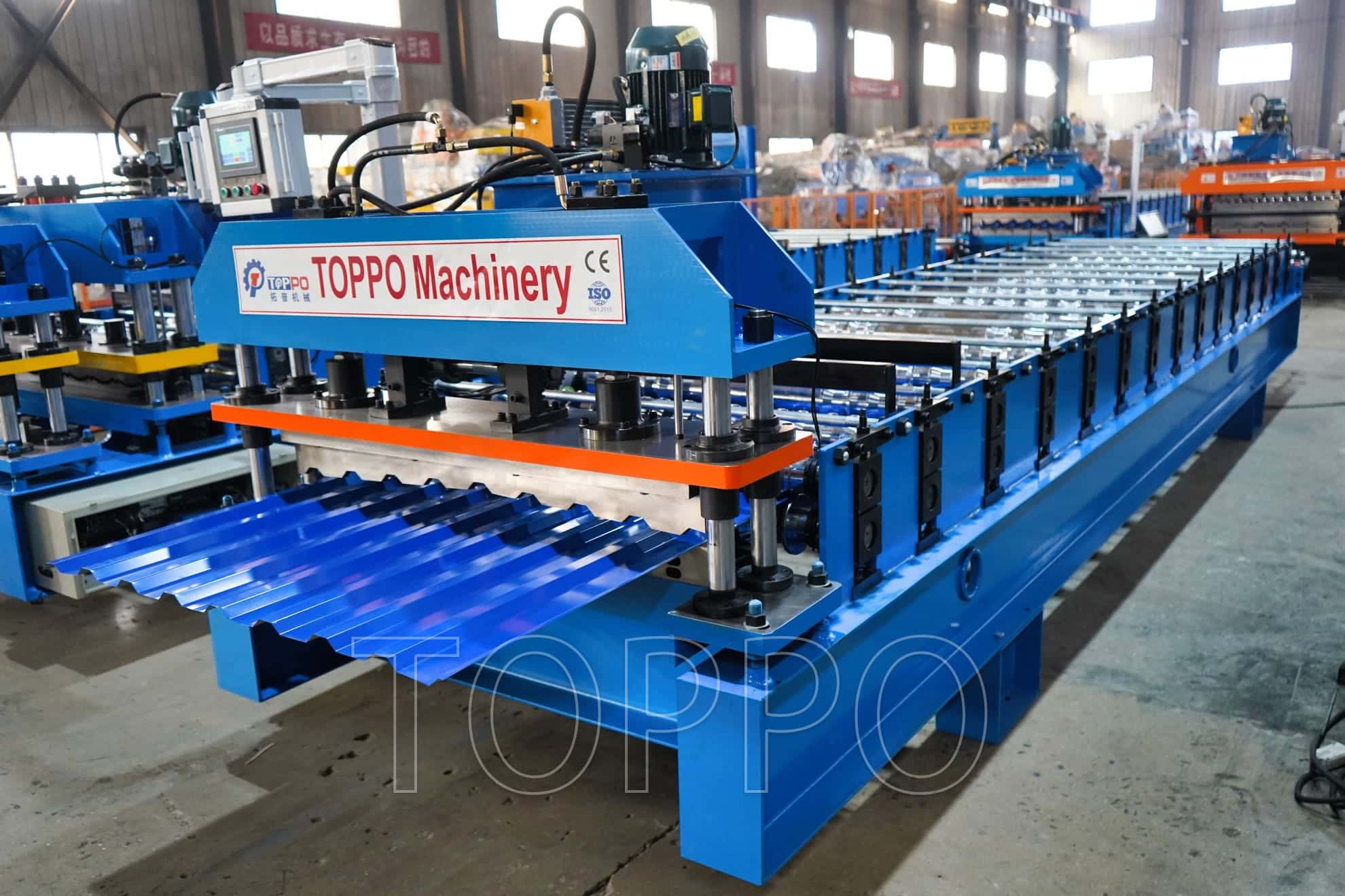 Automatic Trapezoidal Roof Panel Roll Forming Machine with PLC Control