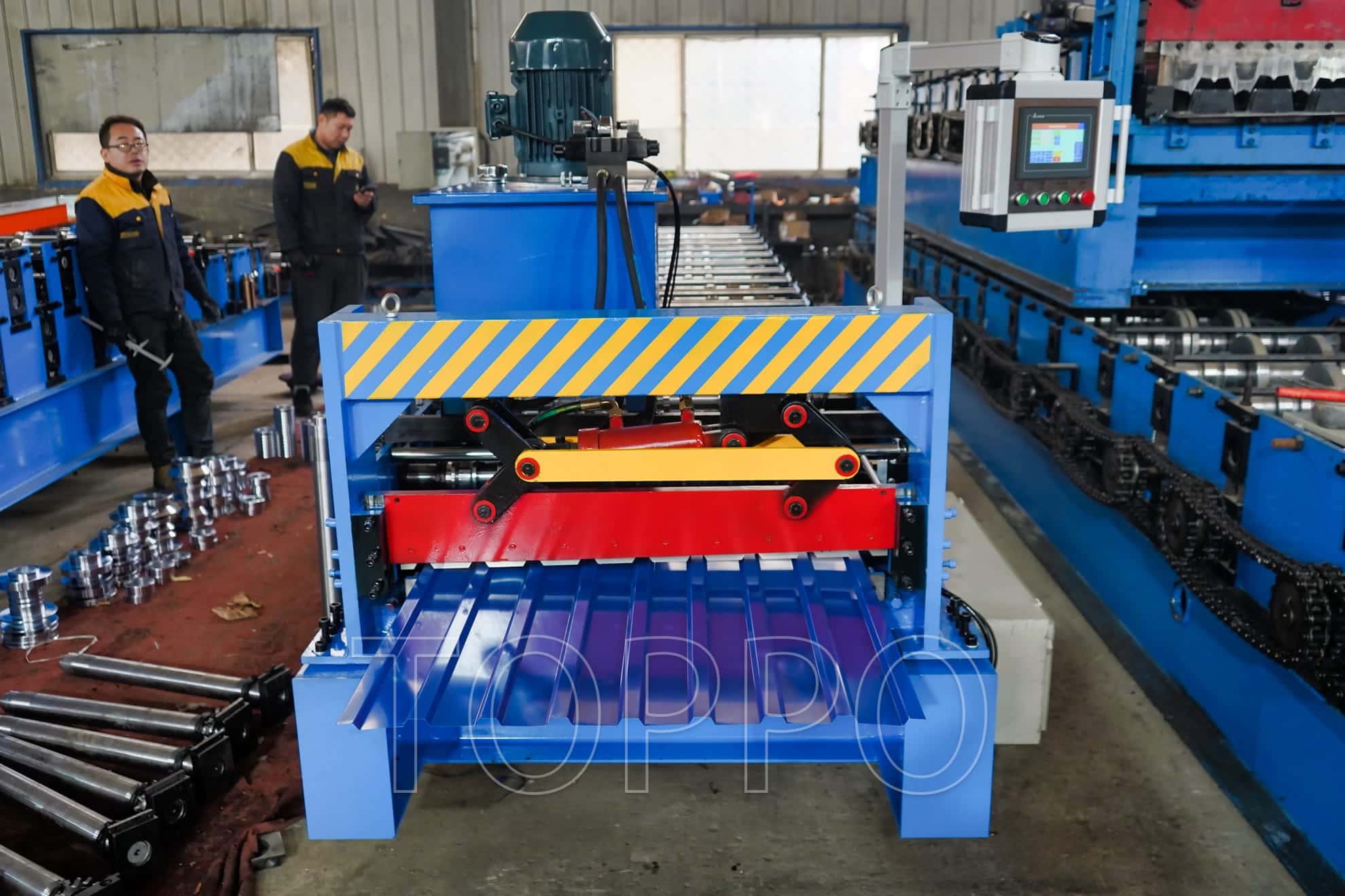 PLC Controlled Trapezoidal Roof Sheet Roll Forming Machine for Steel Panels