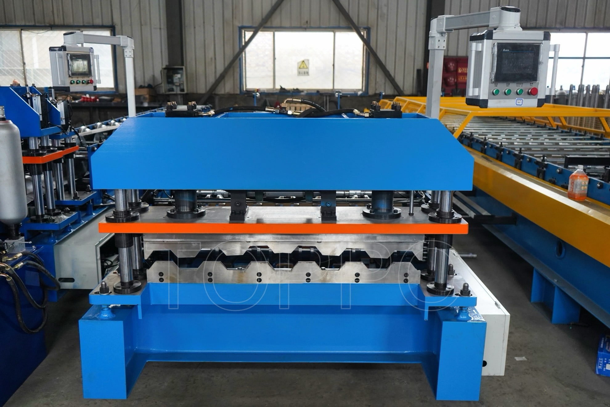 Automatic Trapezoidal Roof Sheet Roll Forming Machine with PLC Touchscreen