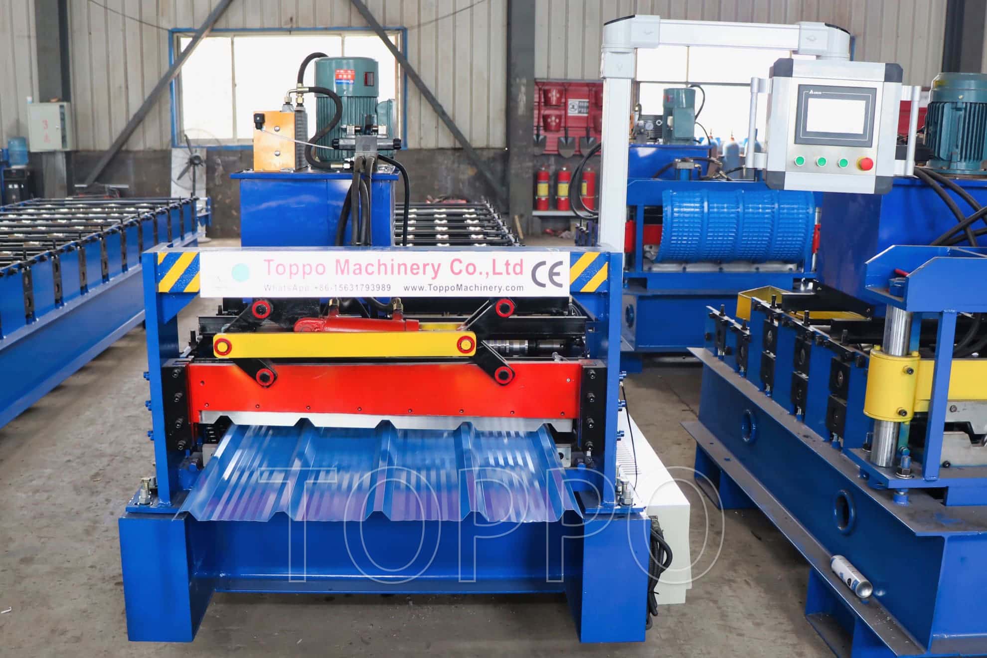 High-Efficiency Trapezoidal Roof Roll Forming Machine with Hydraulic Cutting and PLC Control