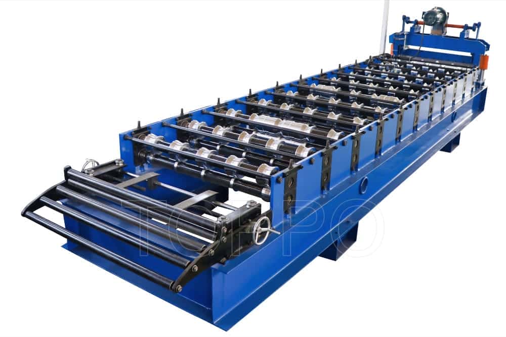 Heavy-Duty Trapezoidal Roof Panel Roll Forming Machine with Red Sheet Output