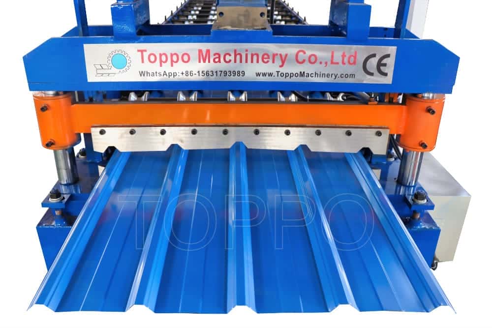 Heavy-Duty Trapezoidal Roof Panel Roll Forming Machine with Red Sheet Output