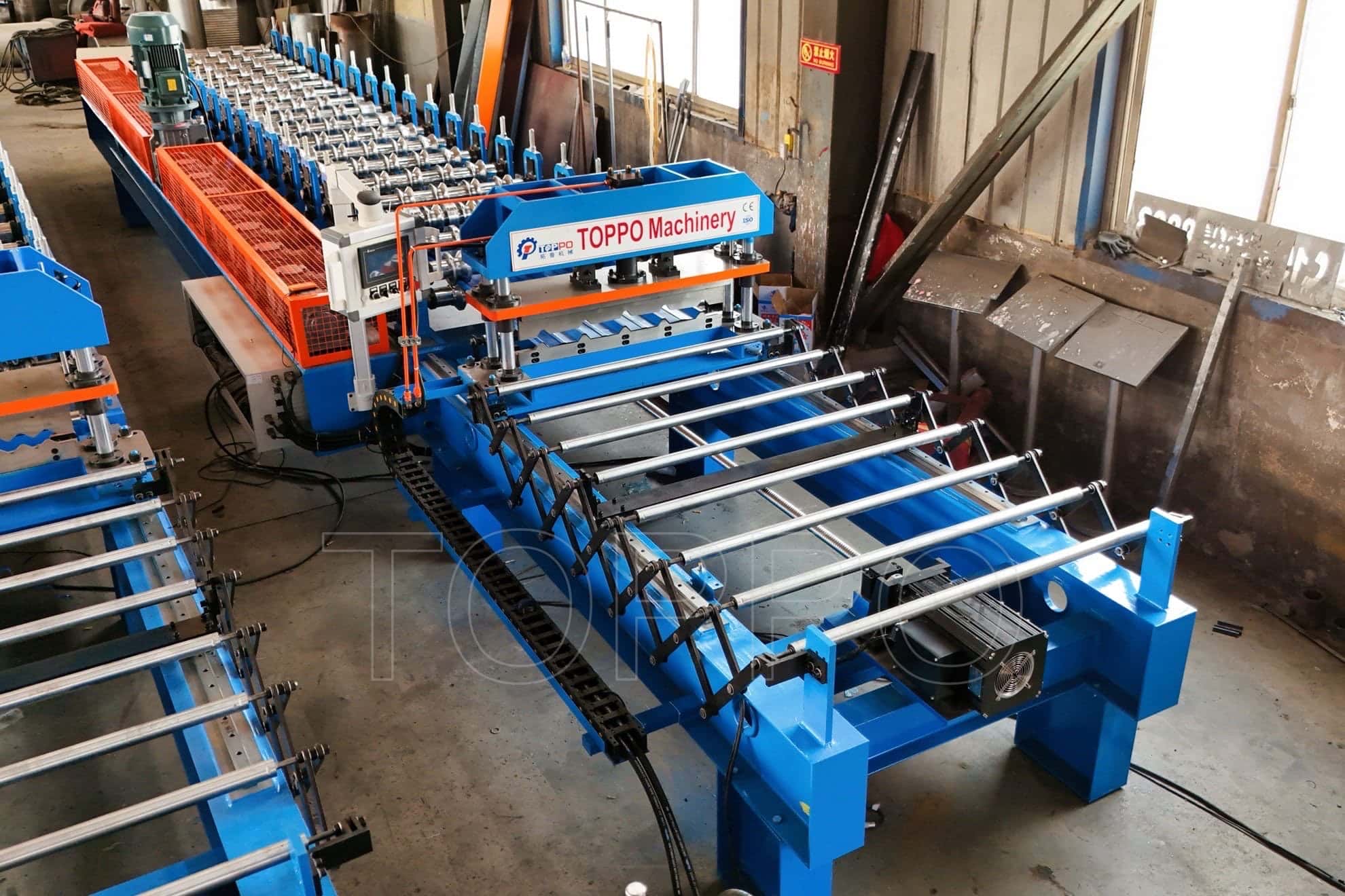 Automated Trapezoidal Roof Roll Forming Machine with Electric Stacker and PLC Control