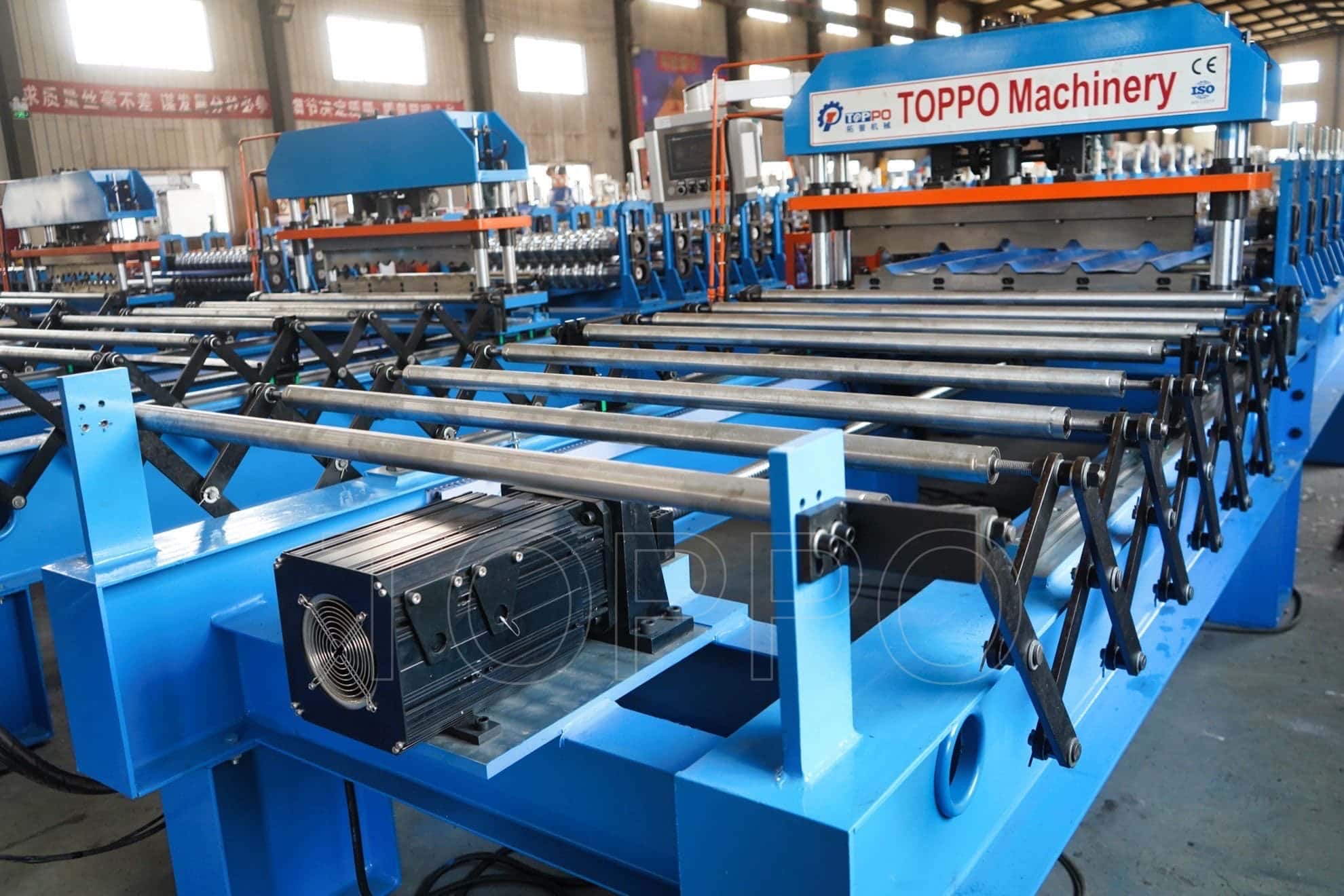Automated Trapezoidal Roof Roll Forming Machine with Electric Stacker and PLC Control