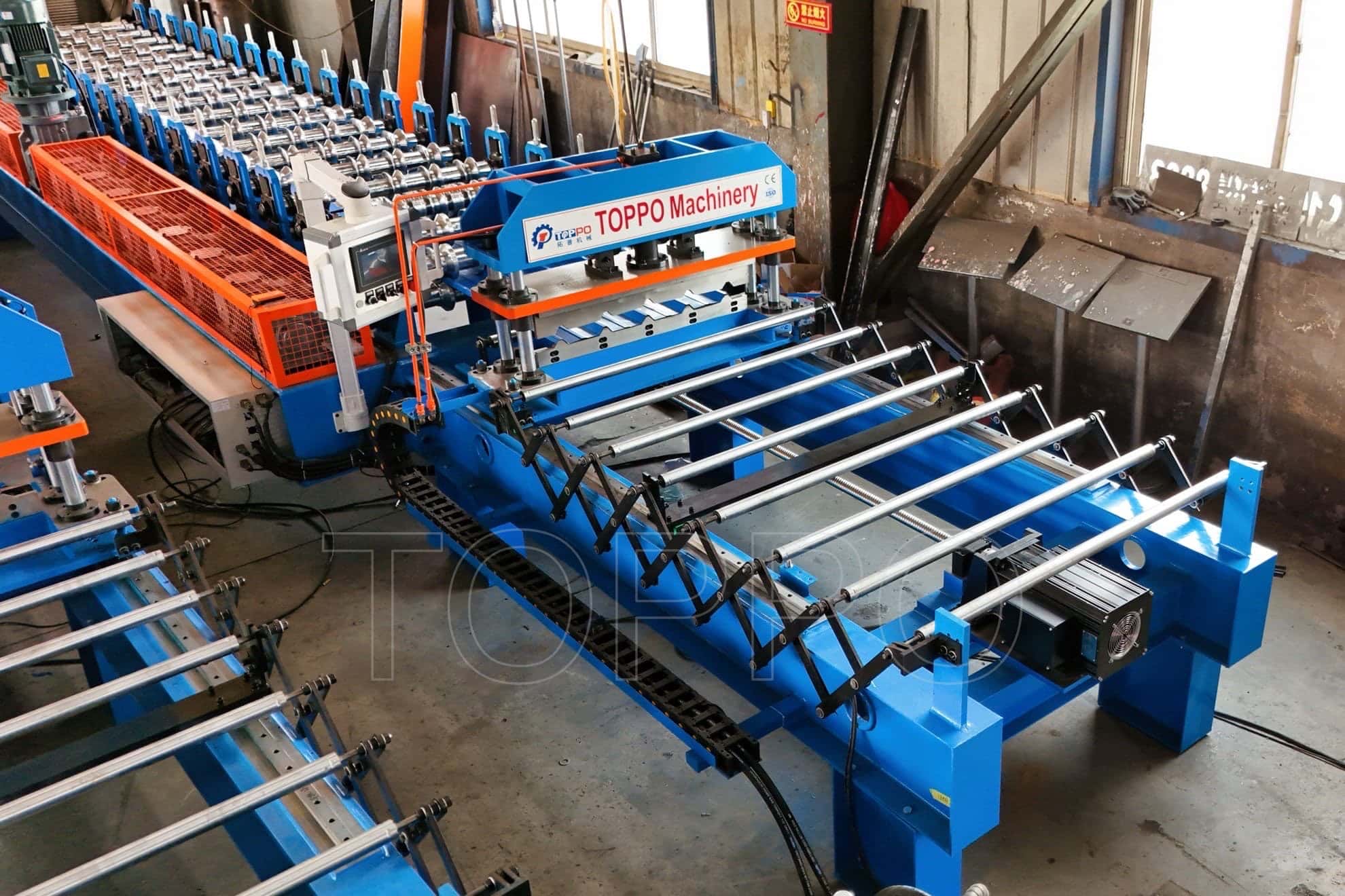 Automated Trapezoidal Roof Roll Forming Machine with Electric Stacker and PLC Control