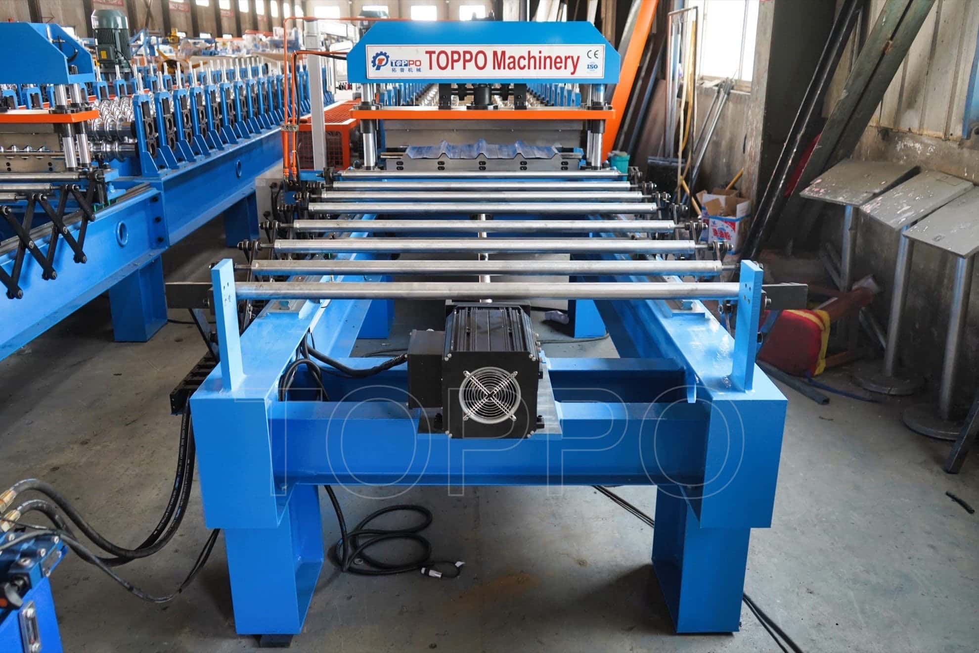 Automated Trapezoidal Roof Roll Forming Machine with Electric Stacker and PLC Control