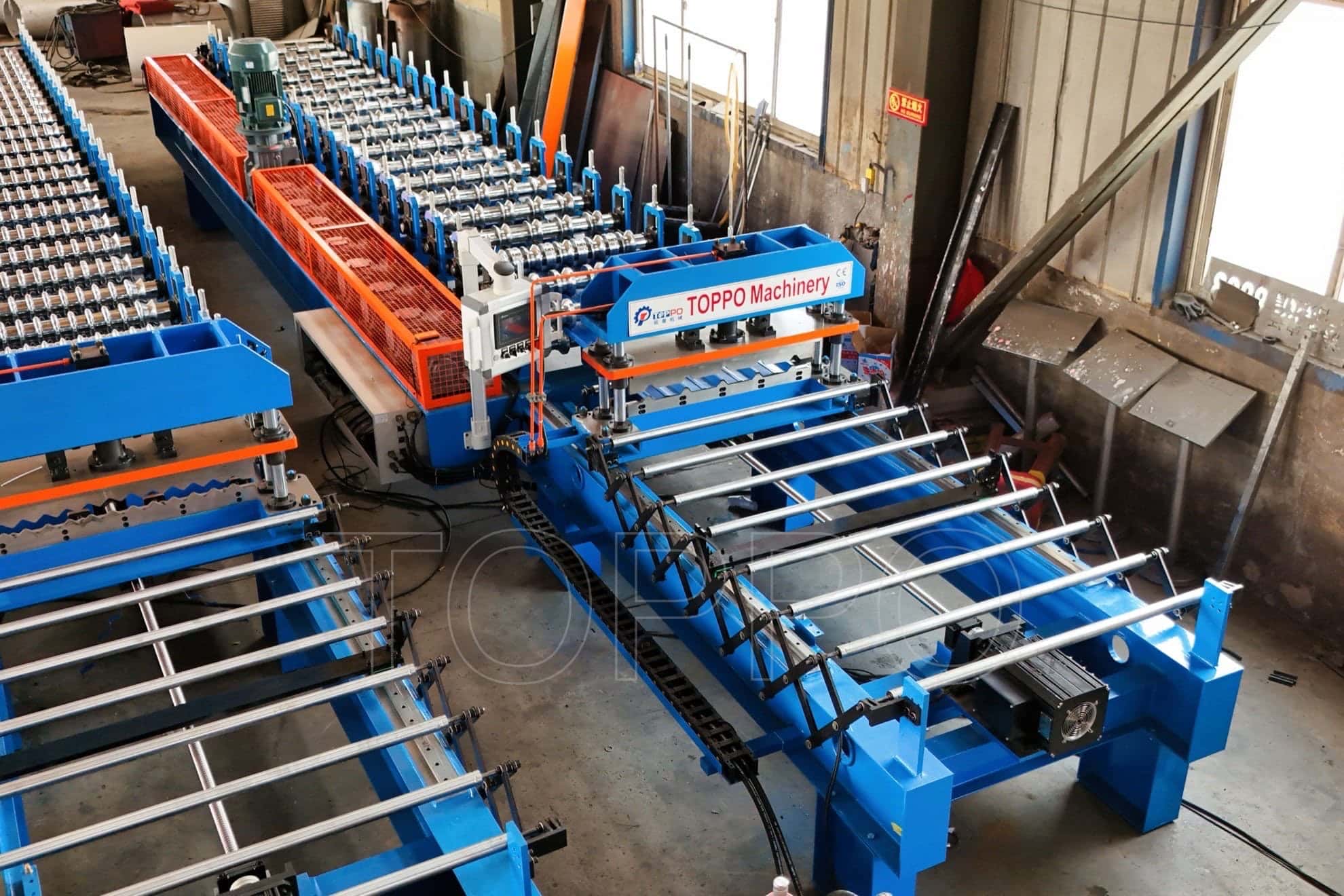 Automated Trapezoidal Roof Roll Forming Machine with Electric Stacker and PLC Control