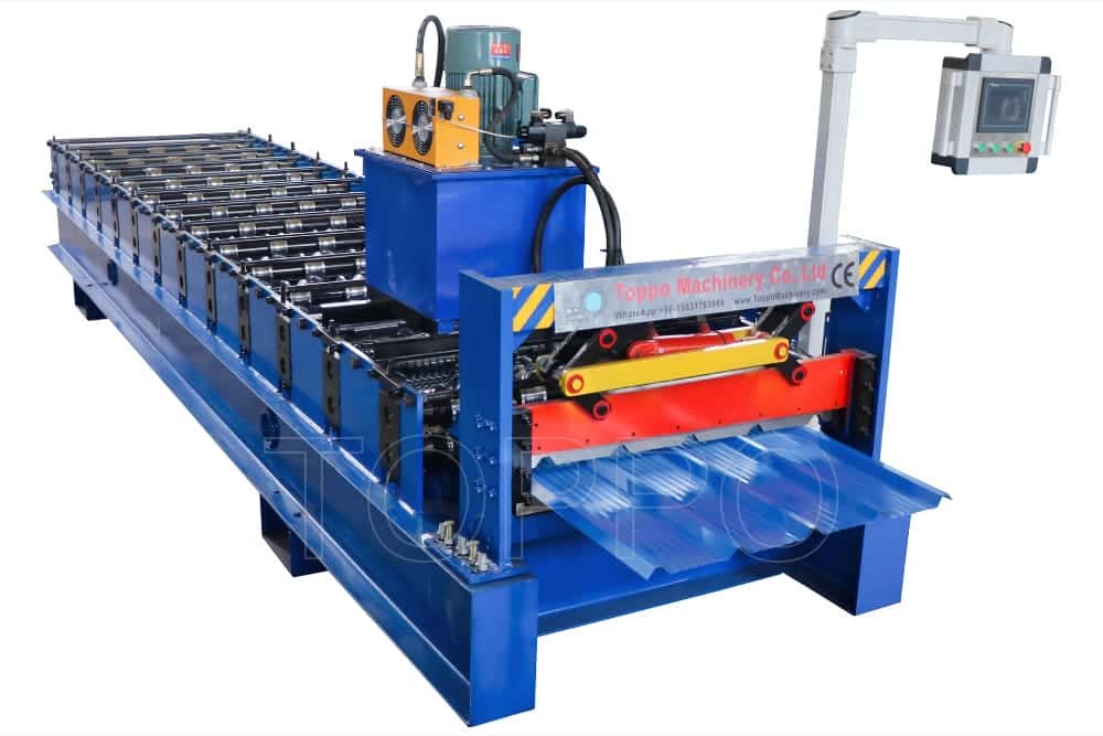 High-Efficiency Trapezoidal Roof Roll Forming Machine with Hydraulic Cutting and PLC Control