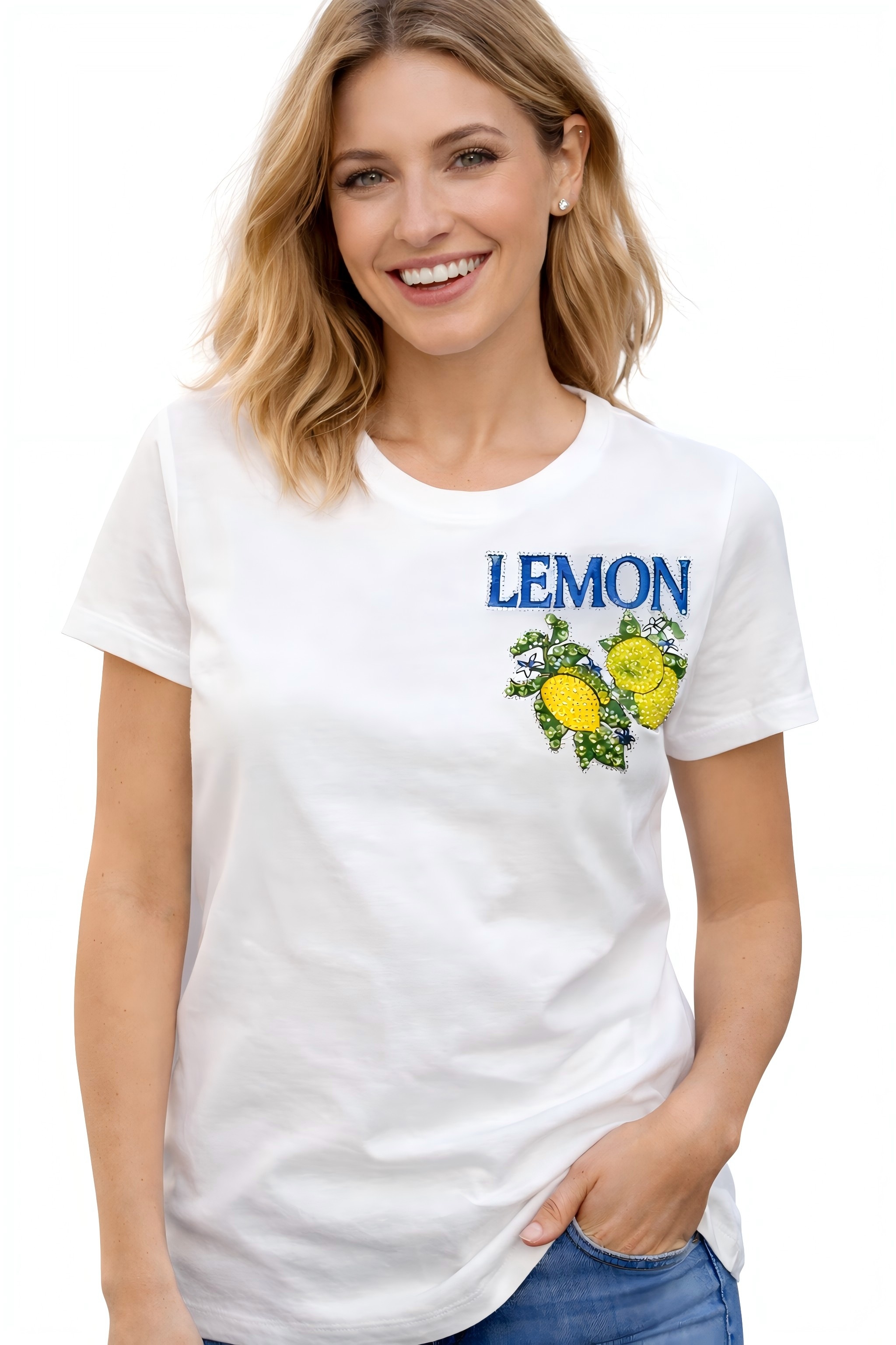 Women’s Lemon Graphic Hand-Beaded