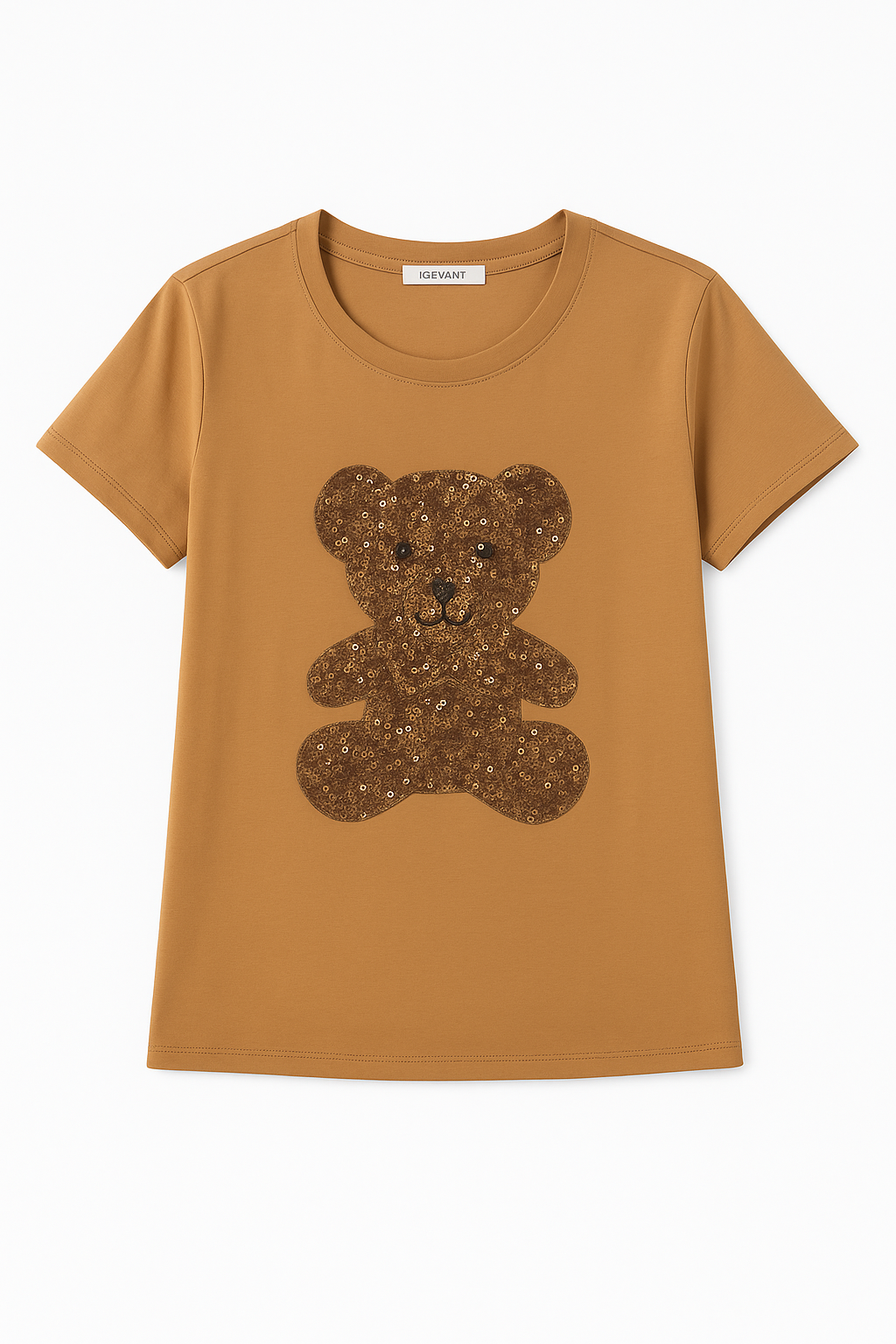 Sequin Teddy Bear Graphic T-Shirt