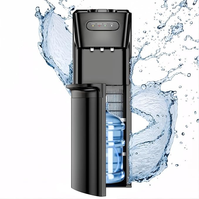 Bottom loading hot and cold compressor cooling water dispenser – ETL Certified with Bottle Compartment