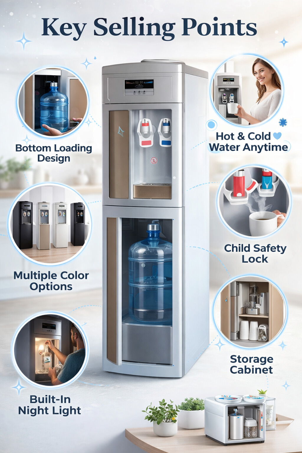 R134a Hot and Cold Compressor Cooling Water Dispenser for Home and Office