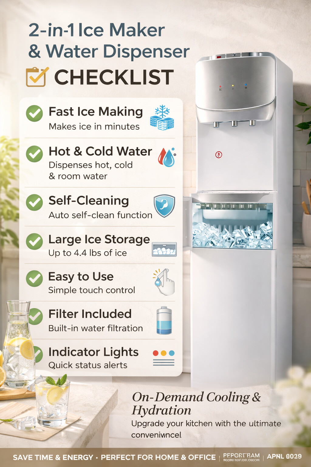 UV Sterilization Hot and Cold Compressor Cooling Water Dispenser with Ice Storage