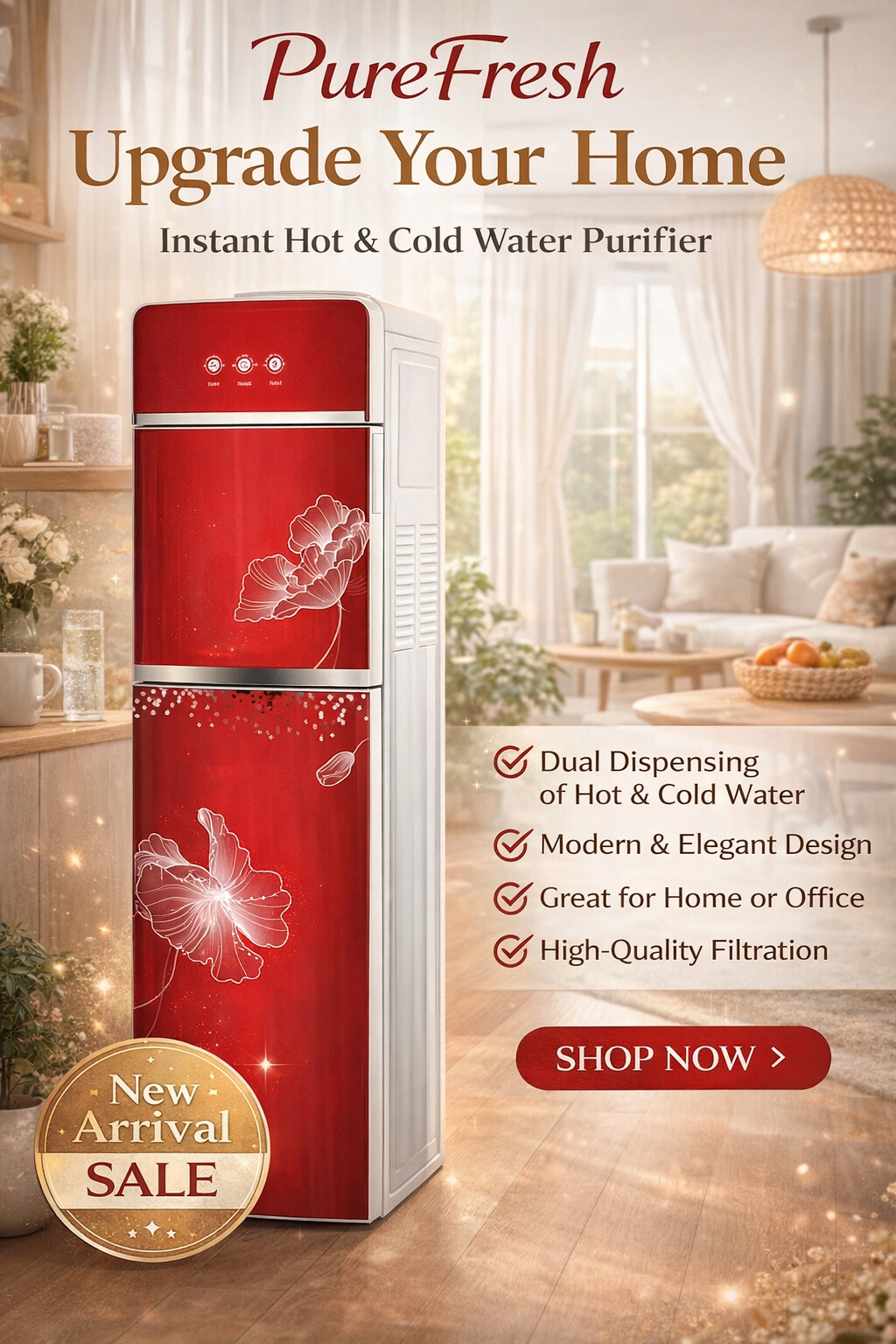 Luxury 5 Gallon Hot and Cold Compressor Cooling Water Dispenser for Home and Office