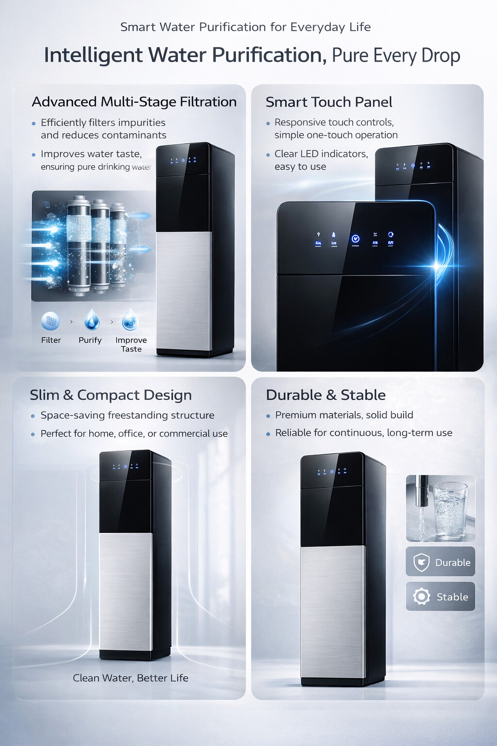 Premium Household Standing Hot and Cold Compressor Cooling Water Dispenser