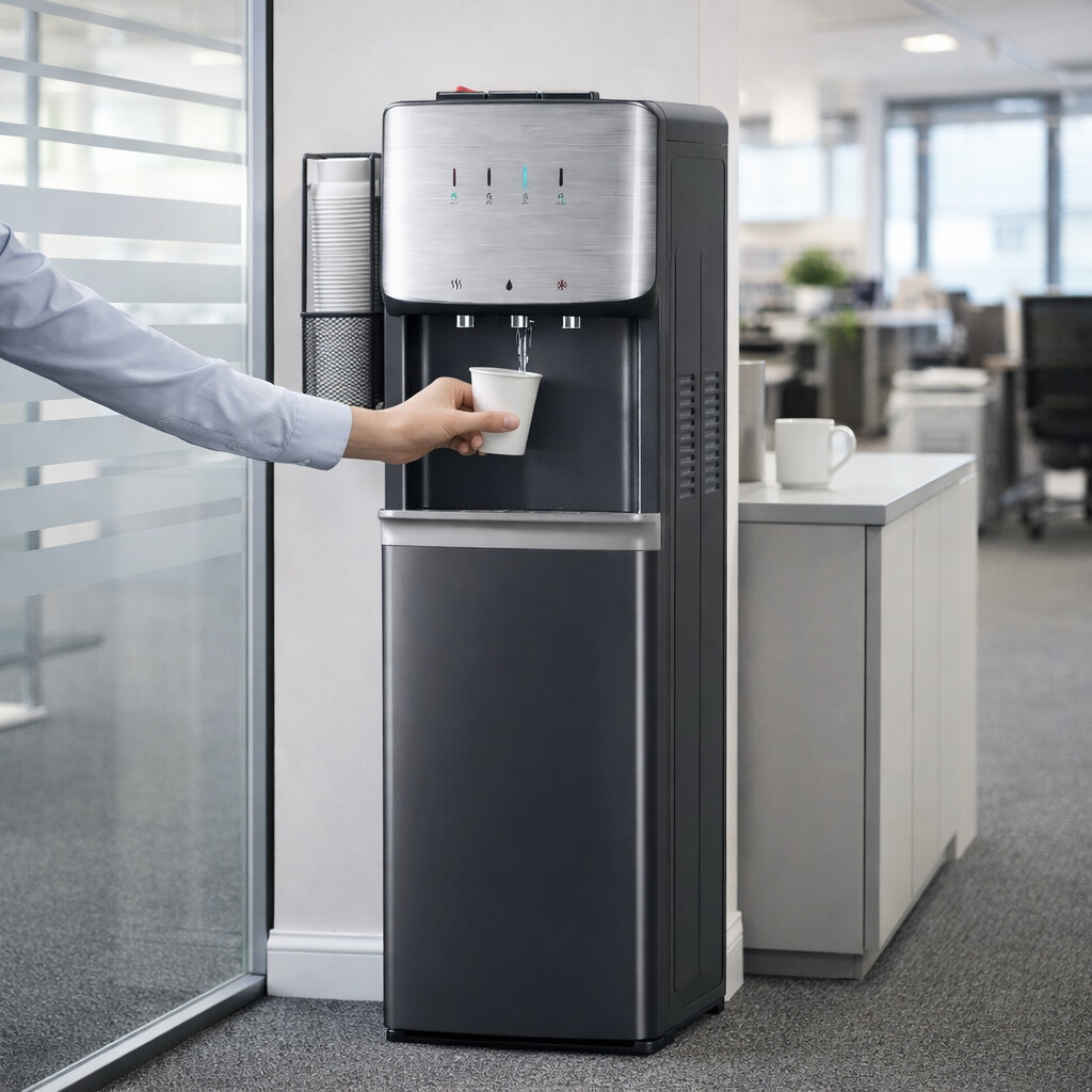 Commercial Grade Hot and Cold Compressor Cooling Water Dispenser – Sleek Black Design