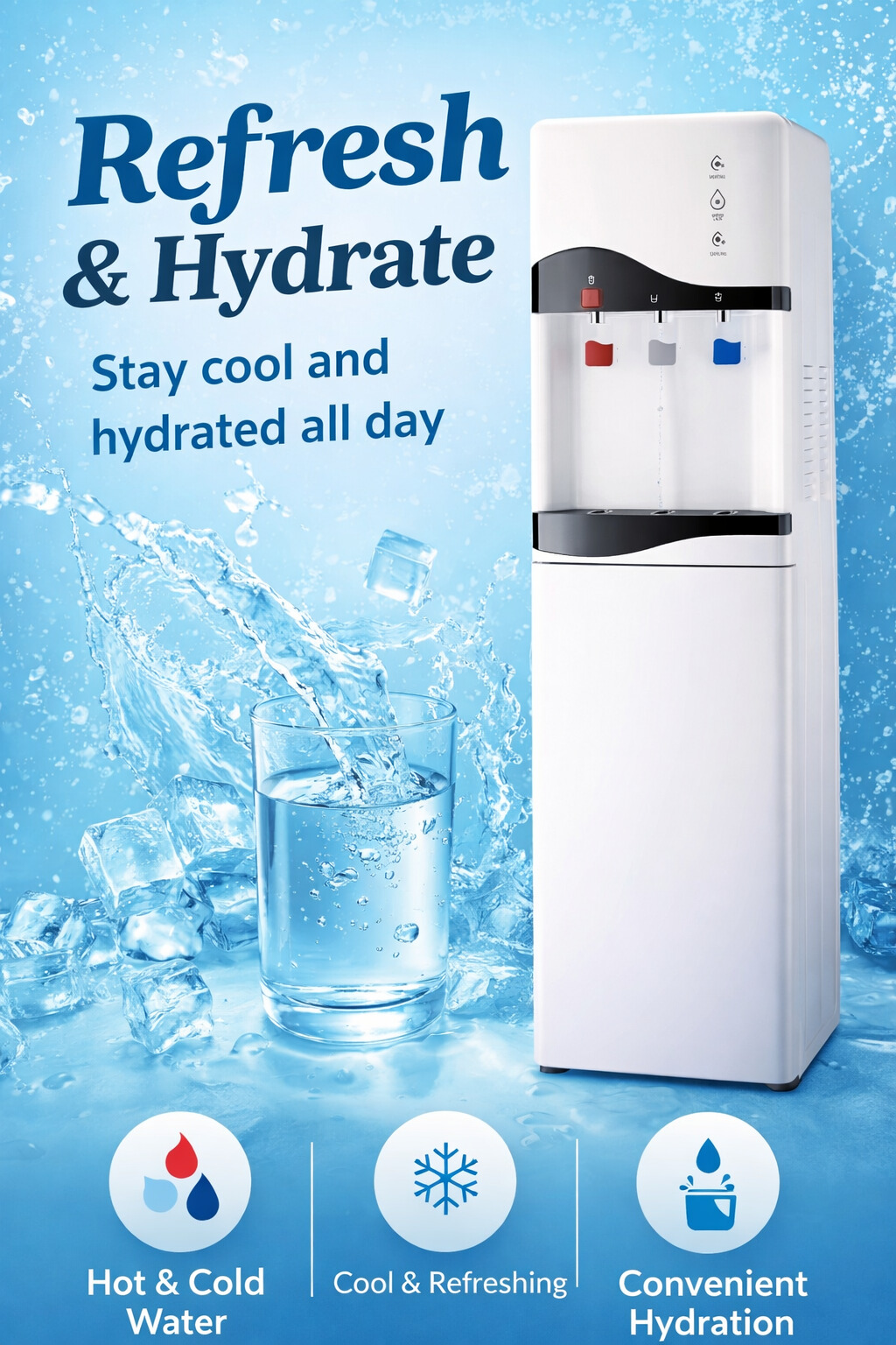 High Efficiency Hot and cold compressor cooling water dispenser for Office and Home