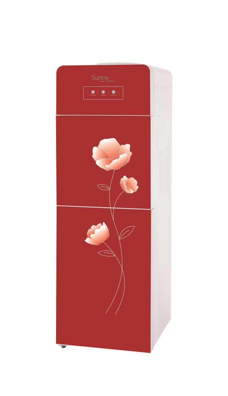 Floral Red High Efficiency and Energy Saving Household Standing Hot and Cold Compressor Cooling Water Dispenser