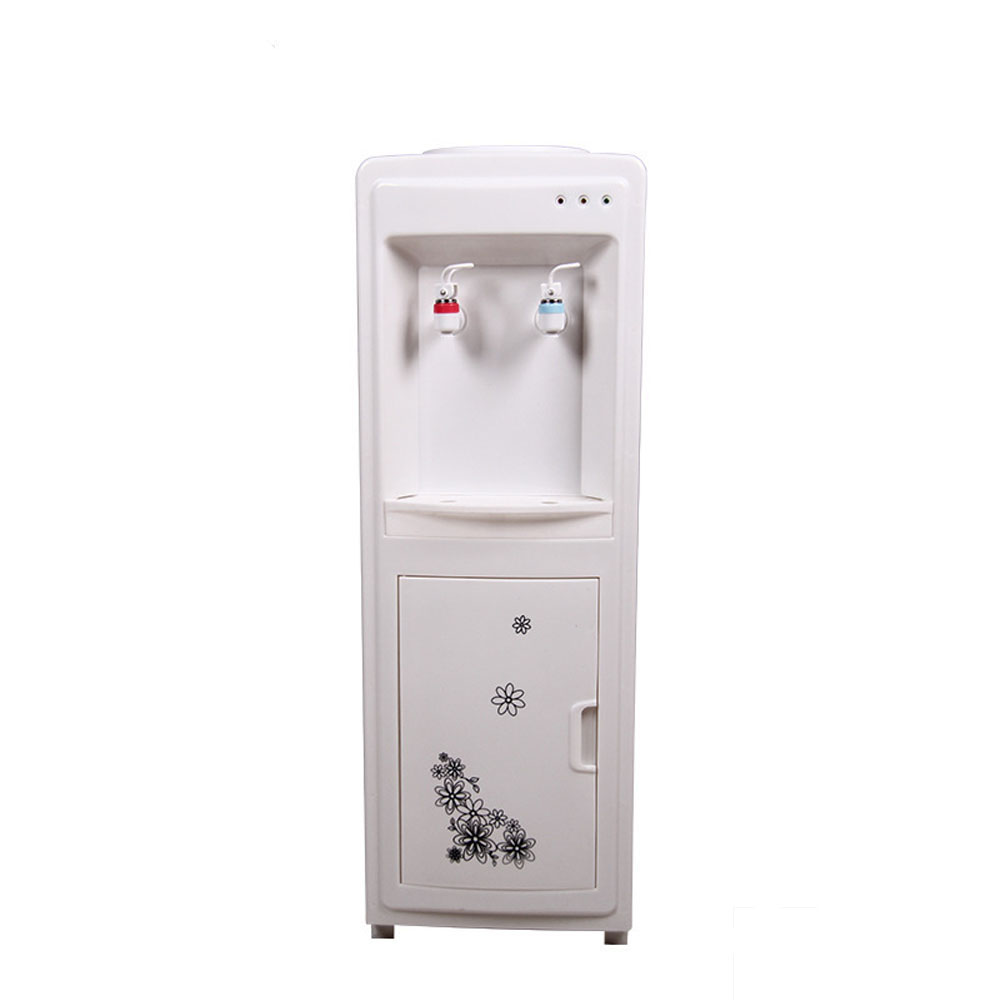 White Compact Portable 5 gallon bottled electric or R134a compressor cooling hot and cold water dispenser with Storage