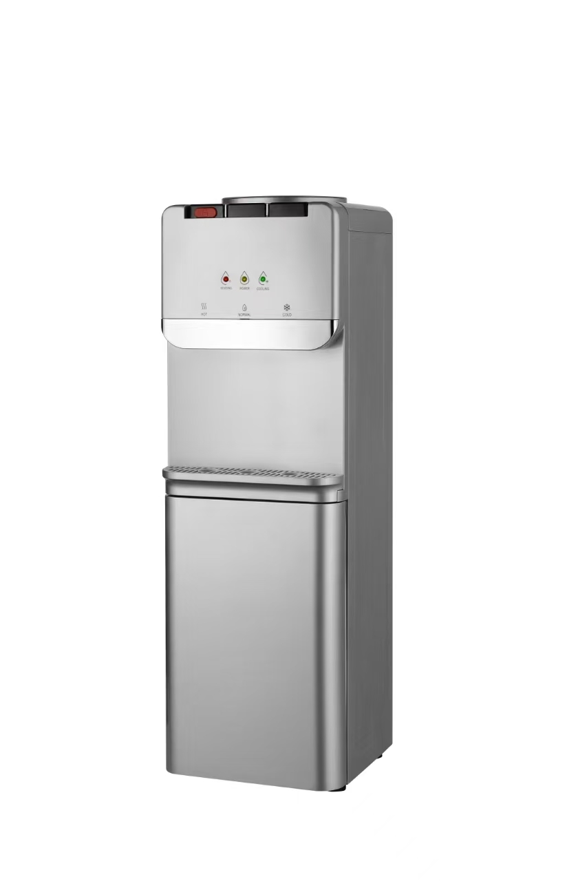 White Standing Hot Cold Water Dispenser with Storage Cabinet
