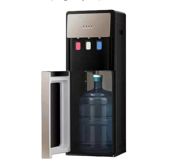 Black Standing Hot Cold Water Dispenser - Large Capacity Top or Bottom Loading