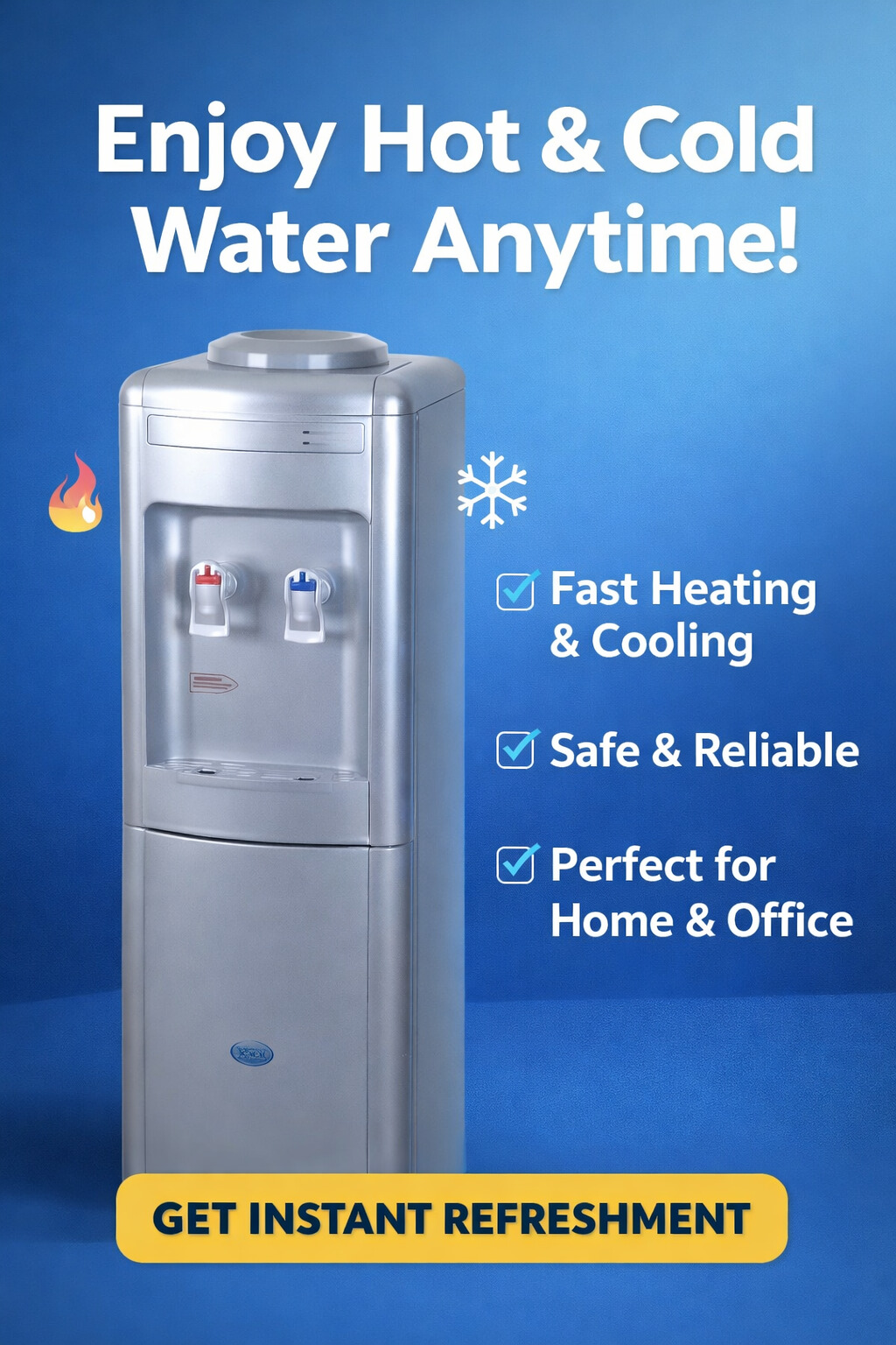 Low Noise Hot and Cold Compressor Cooling Water Dispenser