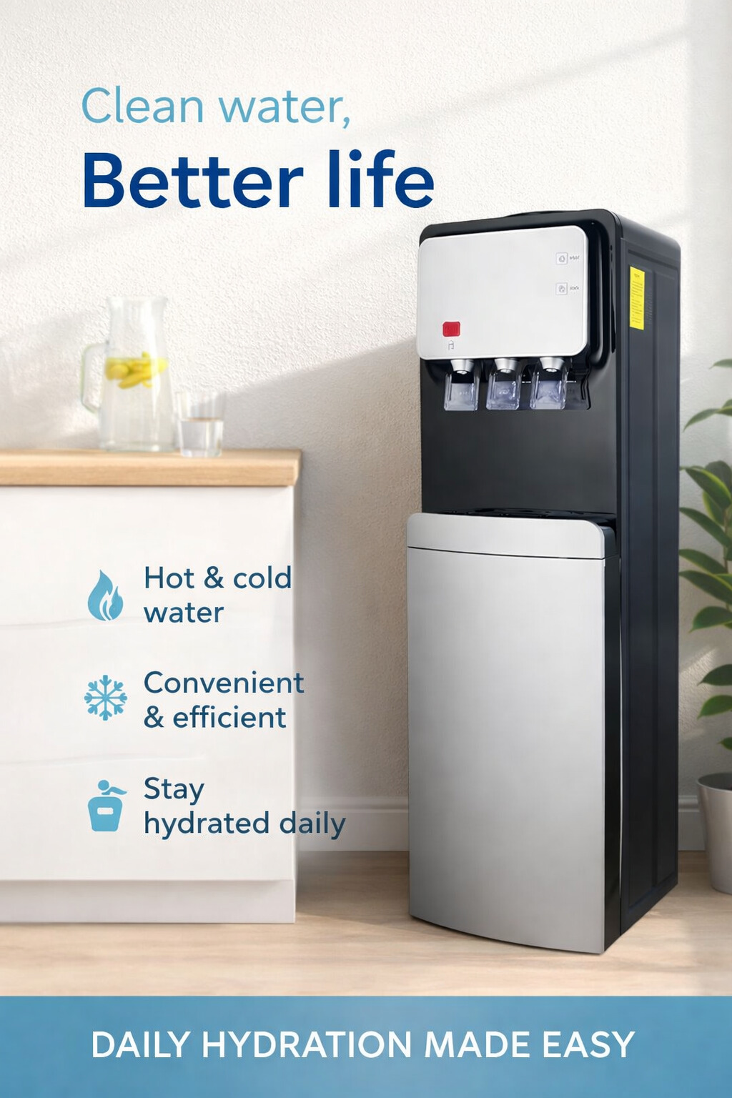 Luxury 5 Gallon Bottled Top Loading Hot and Cold Compressor Cooling Water Dispenser