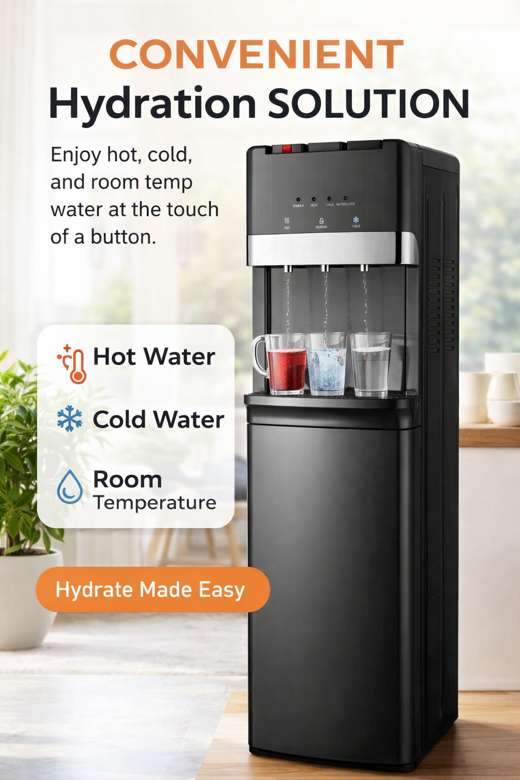 Stainless Steel Tank Bottom Loading Hot and Cold Compressor Cooling Water Dispenser