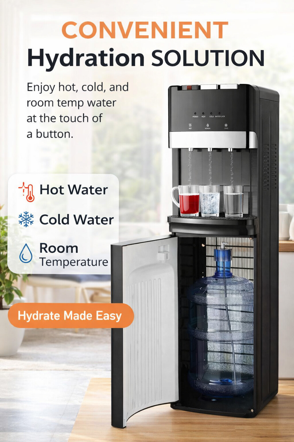 Stainless Steel Tank Top or Bottom Loading Hot and Cold Compressor Cooling Water Dispenser