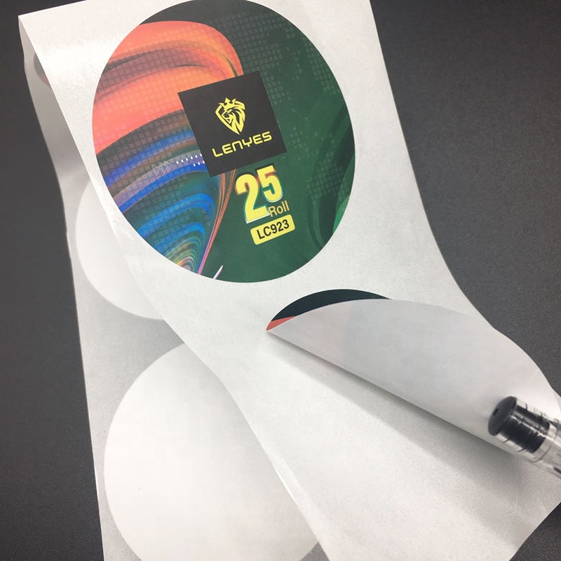 Custom Printed Logo Waterproof Round Sticker Printing Self Adhesive Label Transparent Sealing Tape Roll Transfer Stickers
