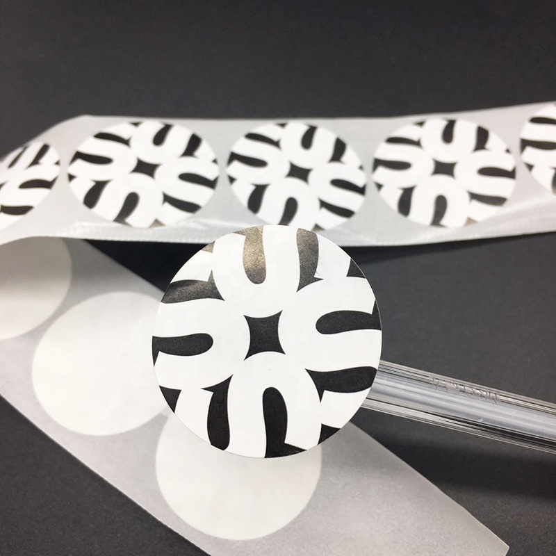 Custom Printed Logo Waterproof Round Sticker Printing Self Adhesive Label Transparent Sealing Tape Roll Transfer Stickers