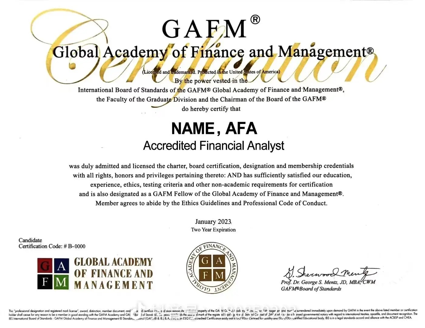 AFA注册金融分析师