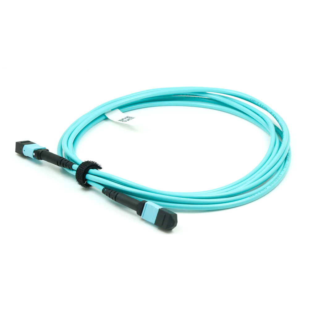 MTP®-12 UPC (Female) to MTP®-12 UPC (Female), 12 Fibers, Multimode (OM3), Plenum (OFNP), 0.35dB Max, Type B, Aqua