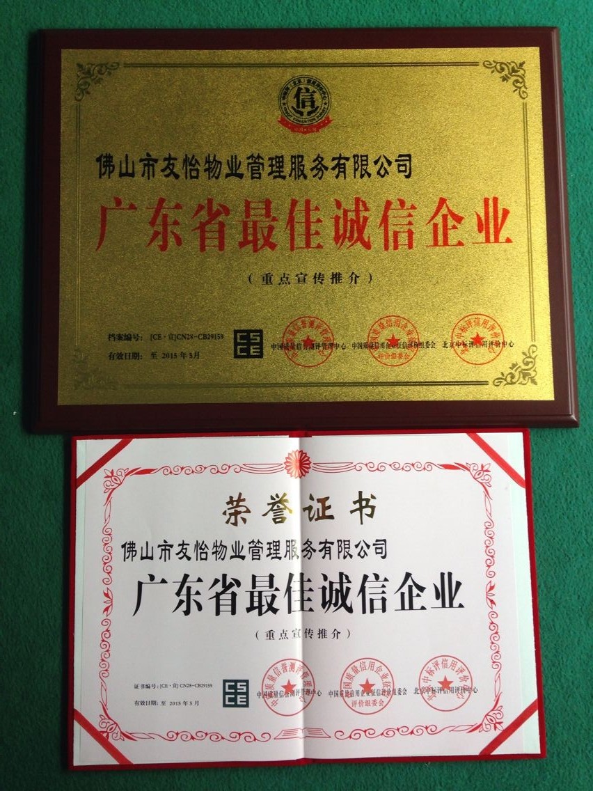 广东省最佳诚信企业