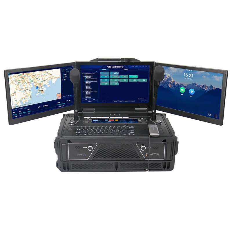 15.6寸三联屏应急指挥箱视频会议终端语音综合调度台（APQ-9000-2U）