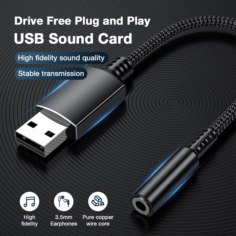 USB to Audio Aux Cable External Stereo Sound Card