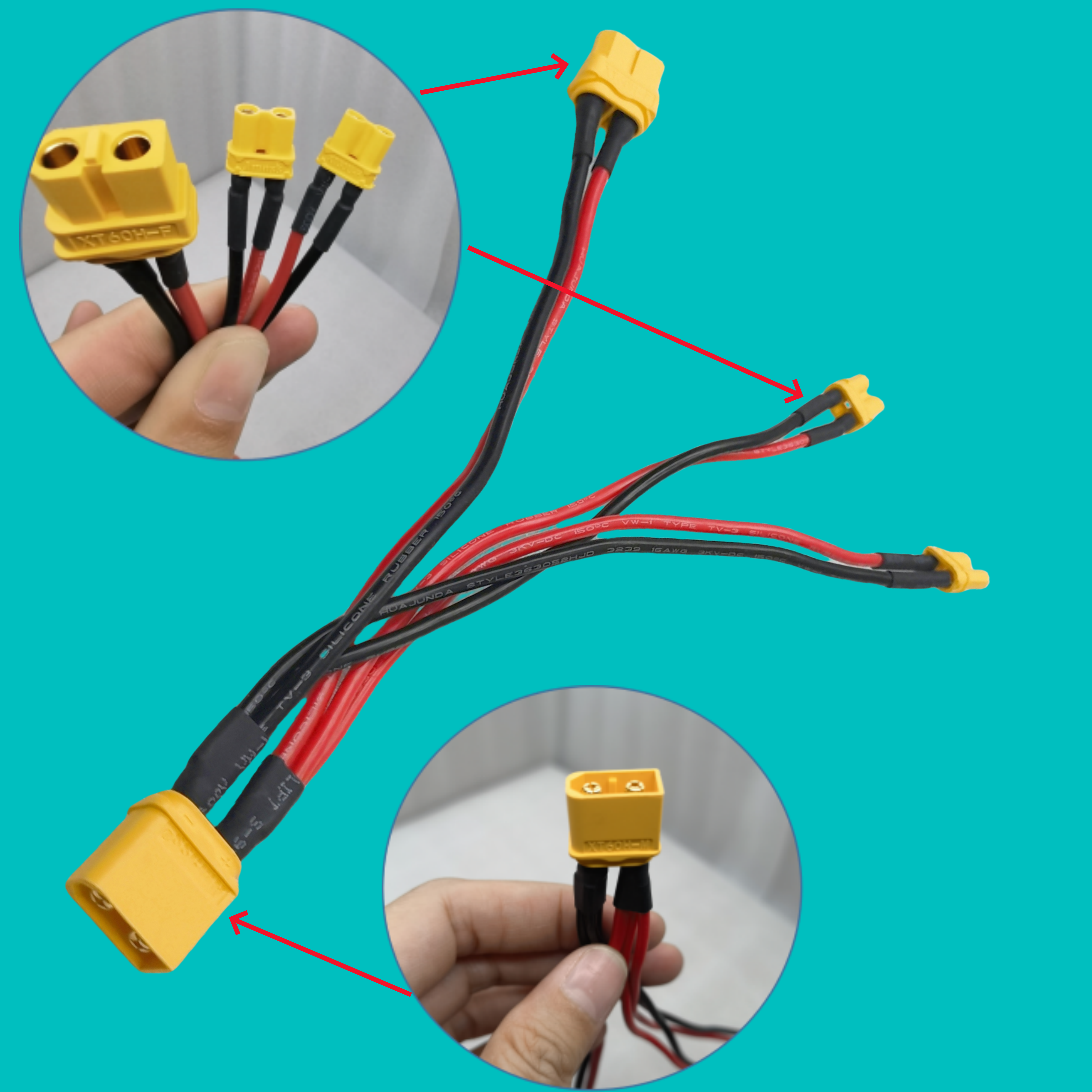 Custom XT30/XT60H to XT30U Power Cable Harness – Silicone Charging Wire Assembly