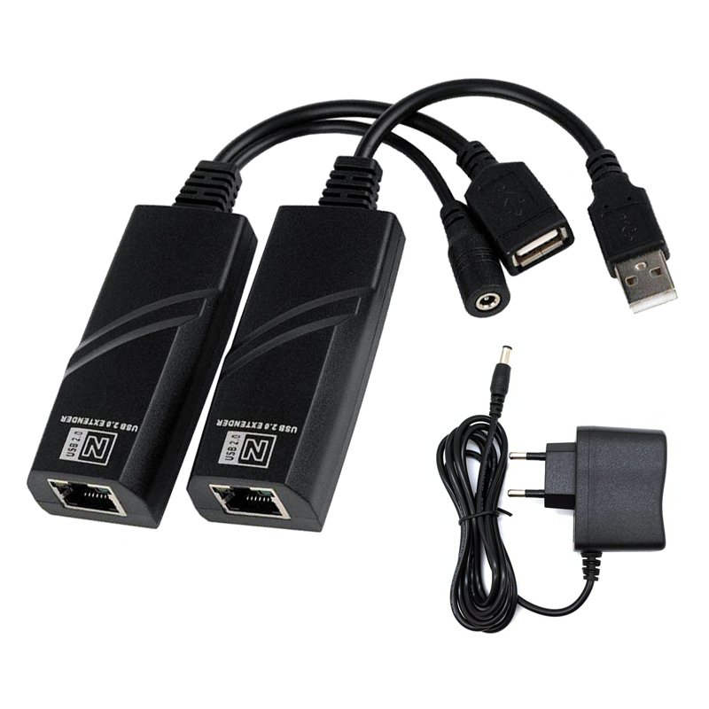USB 2.0 Extender Repeater 100M Over CAT5 5E RJ45 Lan Network Ethernet Adapter