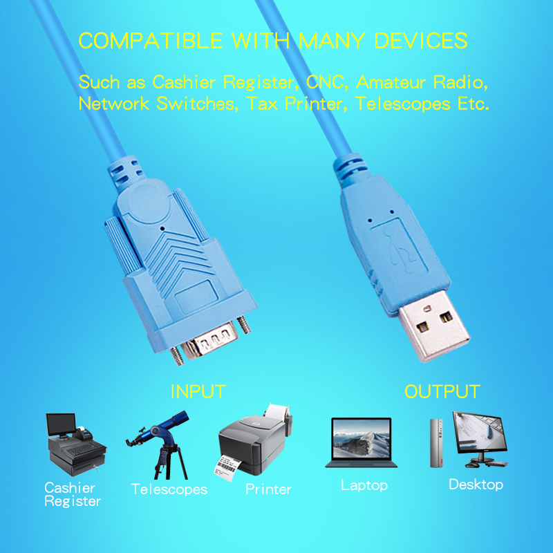 FT232R USB to RS232 DB9 Serial Adapter Cable with Screw