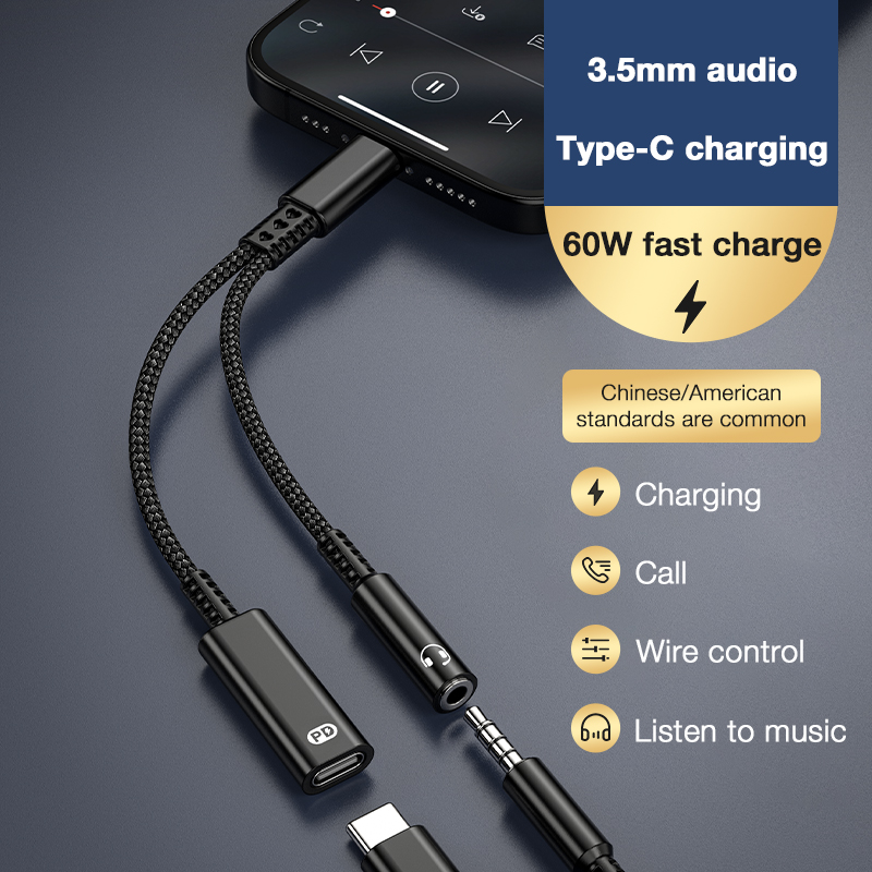 2 in 1 USB C to 3.5mm Aux Adapter