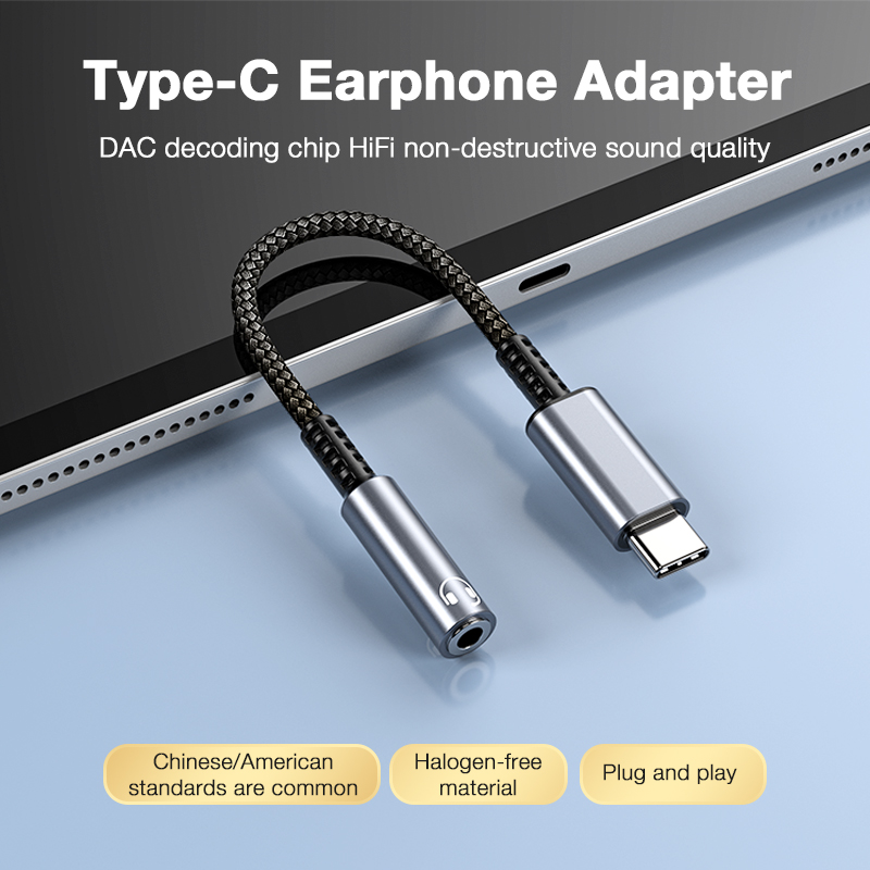 3.5mm male to type c female audio cable cord